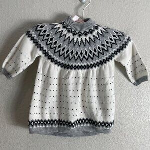 Janie & Jack Baby Fair‎ Isle Knit Sweater 3-6 Months Gray White 100% Cotton